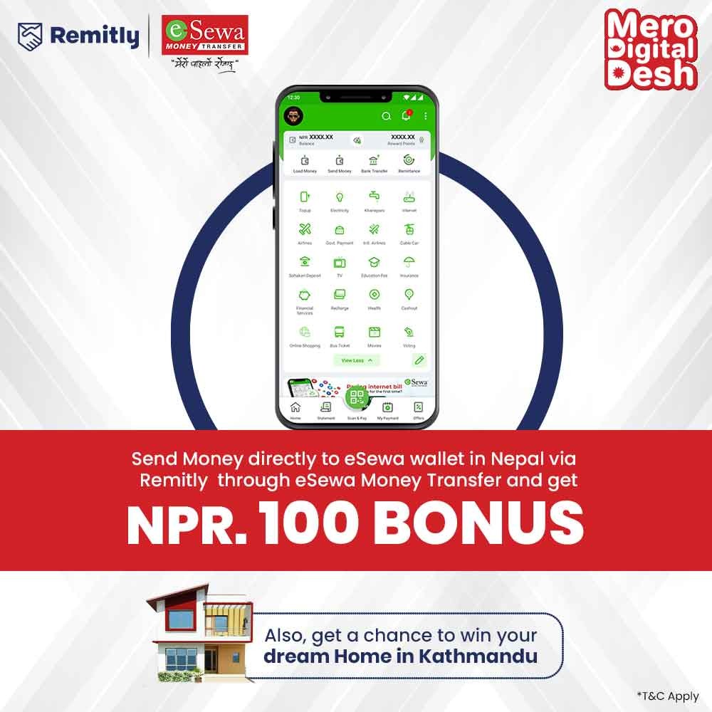 Enjoy Rs. 100 Bonus with eSewa Money Transfer and Remitly! - Featured Image